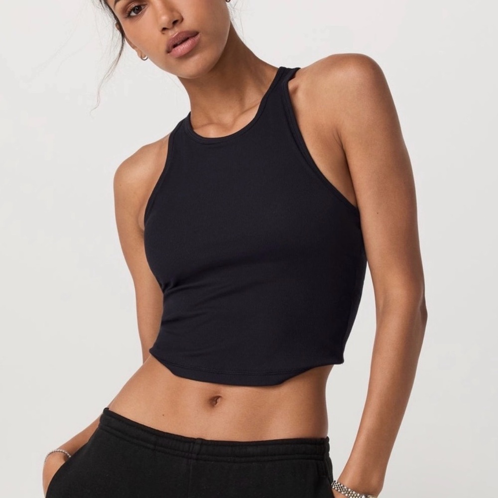 Vuori pylo pose tank top ribbed black size small